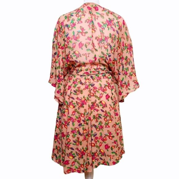 FARM Rio RARE Pink Wrap Tie Dress Mango Tropical - Picture 9 of 16